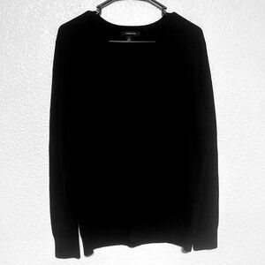 Lands End 100% Cashmere Black V Neck Sweater Women's XL 18-20 Quite Luxury